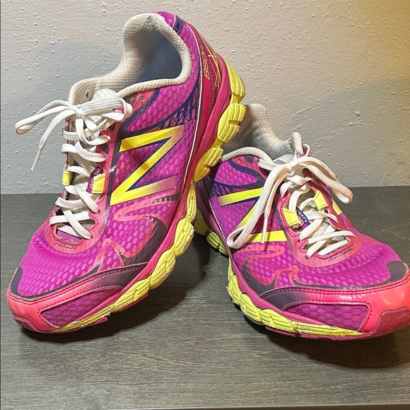 New Balance Women's Vibrant Pink and Yellow Athletic Shoes - Picture 2 of 8